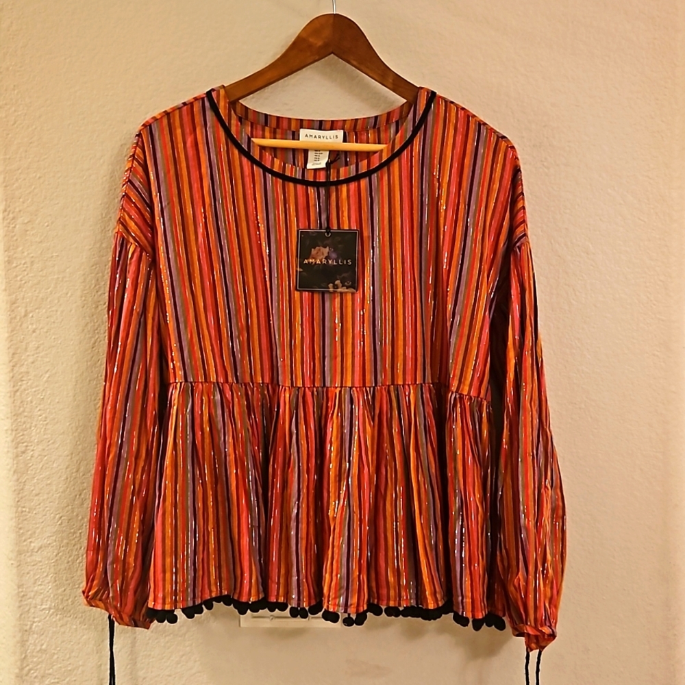 Amaryllis Shimmer stripe tunic top
